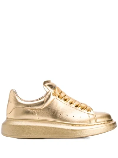 Shop Alexander Mcqueen Oversized Metallic Sneakers In Gold
