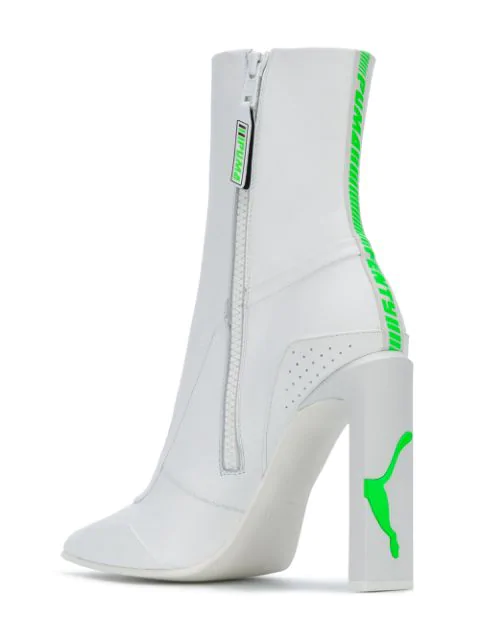 Fenty X Puma Fenty Puma X Rihanna Leather Pointed Toe Racing Booties In White Modesens