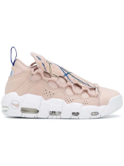 Nike Air More Money Pink Leather Sneakers In Rose-pink | ModeSens