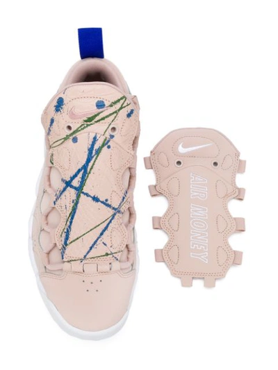 Nike Air More Money Pink Leather Sneakers In Neutrals