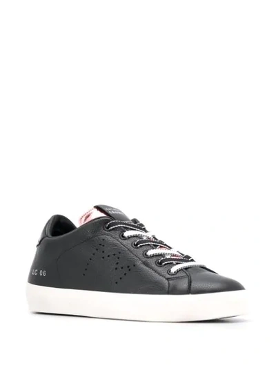 Shop Leather Crown Contrast Low-top Sneakers In Black