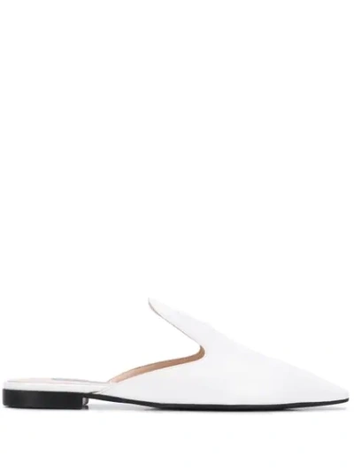 Shop Prada Logo Plaque Slippers In F0009 White