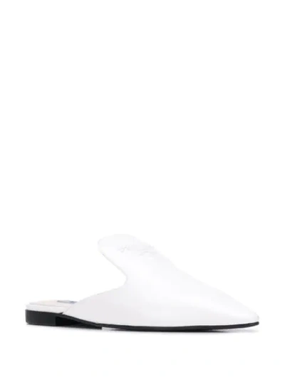 Shop Prada Logo Plaque Slippers In F0009 White