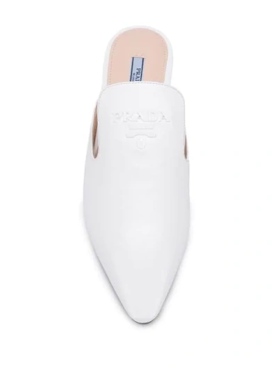 Shop Prada Logo Plaque Slippers In F0009 White