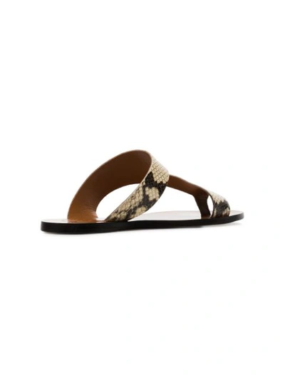 Shop Atp Atelier Roma Snake Print Leather Sandals - Neutrals