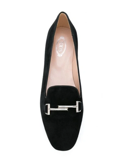 Shop Tod's Double T Slippers - Black