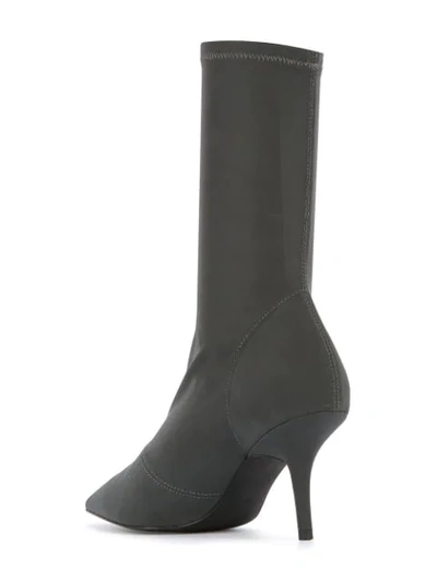 Shop Yeezy Kitten Heel High Ankle Boots In Grey