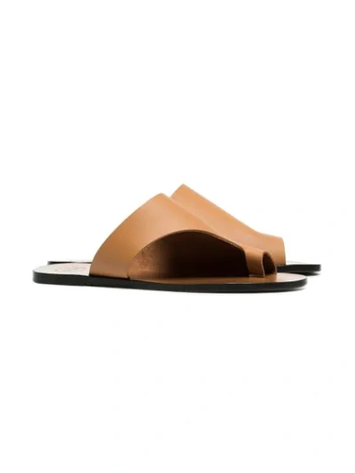 Shop Atp Atelier Brown Rosa Cut Out Leather Sandals