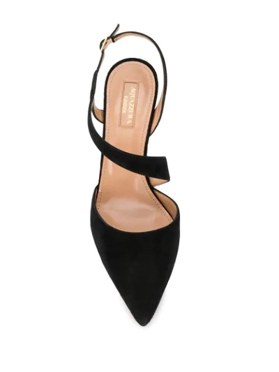 Shop Aquazzura Pointed Toe Wrap-around Pumps In Black