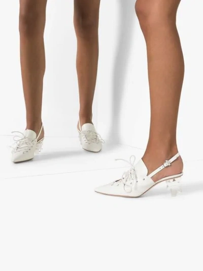 Shop Simone Rocha Flower-heel Slingback Pumps In White