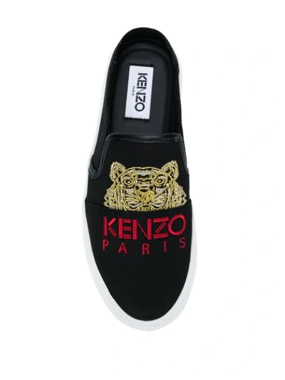 KENZO LOGO EMBROIDERED SNEAKERS - 黑色