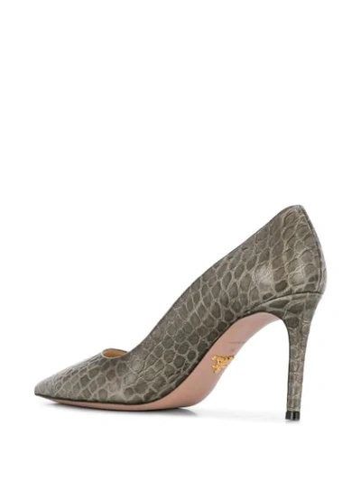 Shop Prada Crocodile Effect Pumps In F0170 Fumo