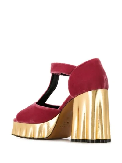 Shop Marni Gold Platform Sandals In Red