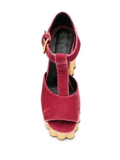 Shop Marni Gold Platform Sandals In Red