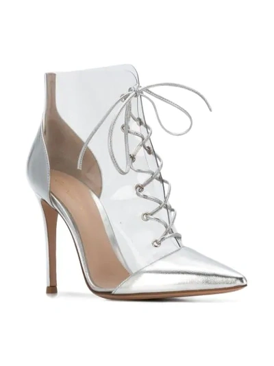 Shop Gianvito Rossi Lace-up Ankle Boots In Metallic