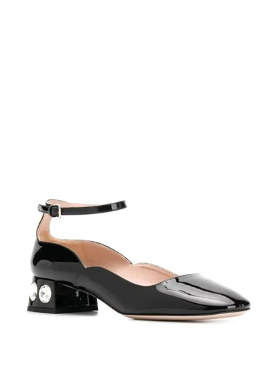 Shop Miu Miu Patent Leather Pumps With Crystals In F0002 Black