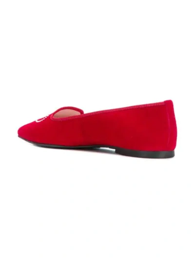 Shop Pretty Ballerinas Embellished Pointed Loafers In Red