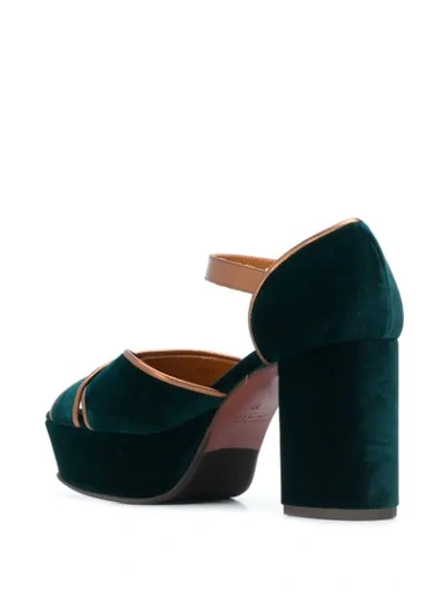 Shop Chie Mihara Two Tone Platform Sandals In Velour Verde Picasso Bronce