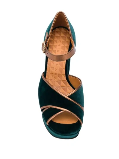 Shop Chie Mihara Two Tone Platform Sandals In Velour Verde Picasso Bronce