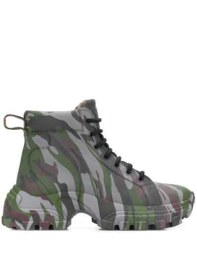 CAMOUFLAGE-PRINT LEATHER BOOTS