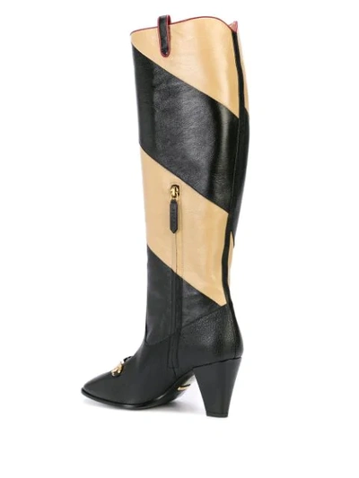 Shop Gucci Striped Knee-length Boots In Black