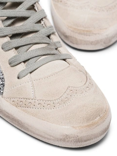 Shop Golden Goose Mid Star Glittered Sneakers In White