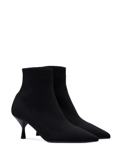 Shop Prada Stretch Fabric Booties In Black