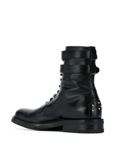 Shop Saint Laurent Army Lace-up Buckle Detail Boots In Black