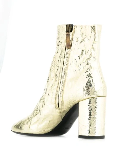 Saint Laurent Lou Foil Effect Ankle Boots In Gold