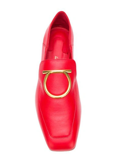 Shop Ferragamo Mirror Heel Loafers In Red