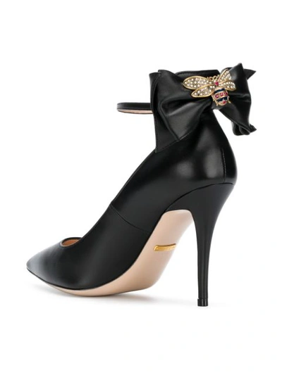 Shop Gucci Leather Pump With Bow - Black