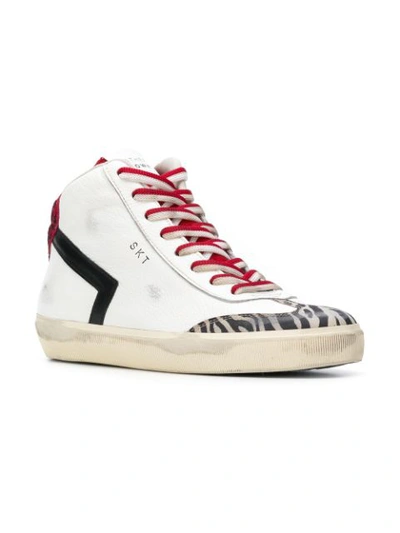 Shop Leather Crown Leopard Print Sneakers - White