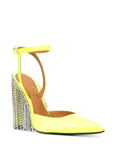 Shop Area Crystal Fringed Pumps In Yellow
