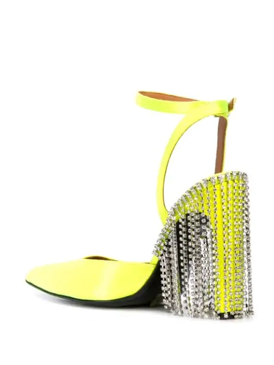 Shop Area Crystal Fringed Pumps In Yellow