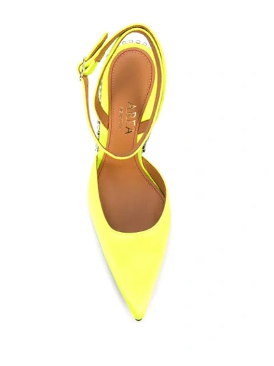 Shop Area Crystal Fringed Pumps In Yellow