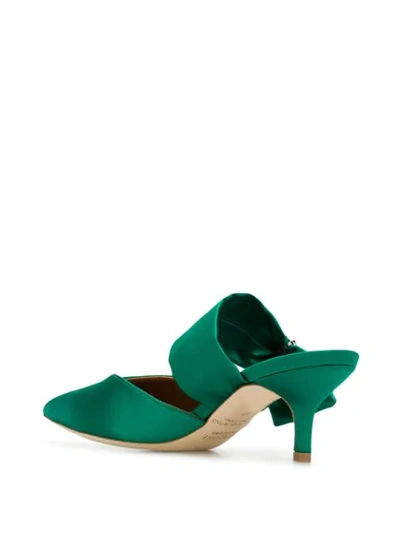 Shop Malone Souliers Maite Crystal-buckle Satin Pumps In Green