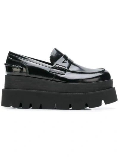 Shop Mm6 Maison Margiela Platform Loafers - Black