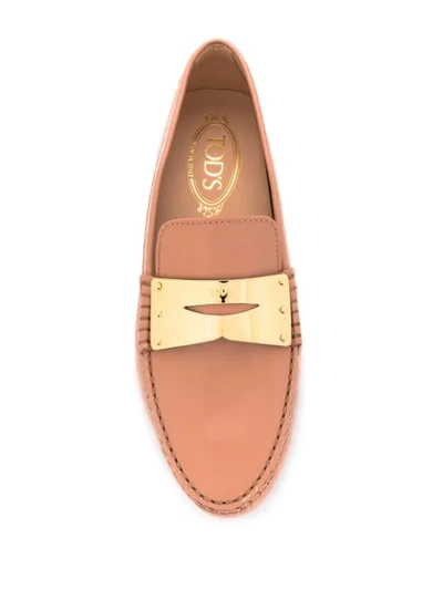 Tod's Gommino Driving Shoes In Patent Leather In Pink