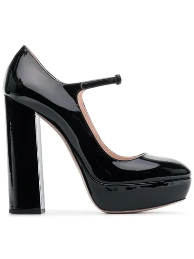 Shop Miu Miu Black 135 Leather Mary Jane Pumps