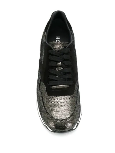 Shop Hogan Leather Lace-up Sneakers In Black