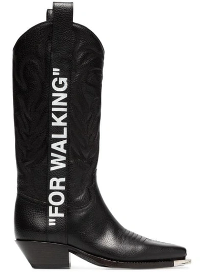 Shop Off-white Black "for Walking" 40 Leather Western Boots
