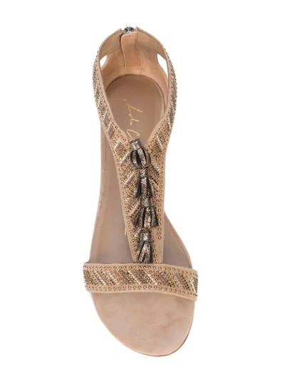 Shop Lola Cruz Bead Embellished Sandals - Brown