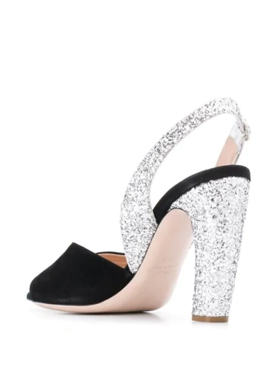 Shop Miu Miu Glitters Detail Sandals In Black