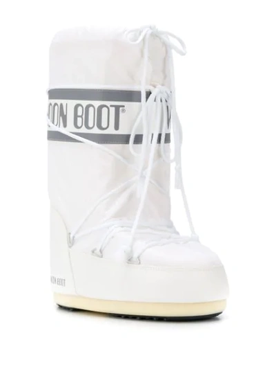 Shop Moon Boot Logo Drawstring Boots In White