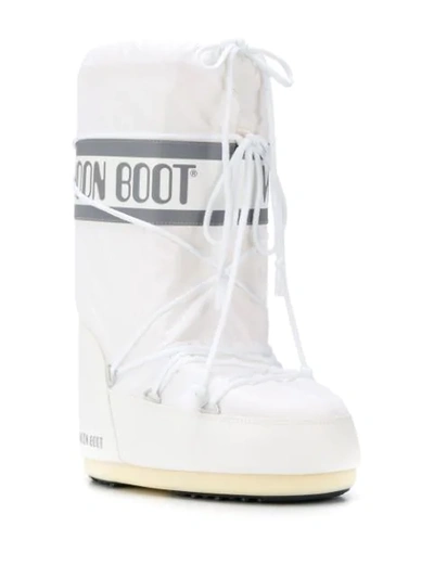 Moon Boot Icon Shell And Faux Leather Snow Boots In White