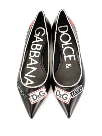 Shop Dolce & Gabbana Logo Print Ballerinas In Black
