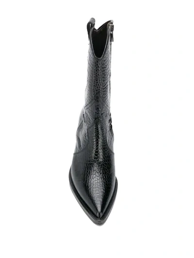 Shop Via Roma 15 Crocodile Effect Ankle Boots In Black