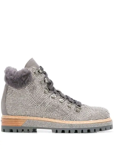 Shop Le Silla St. Moritz Hiking Boots In Silver