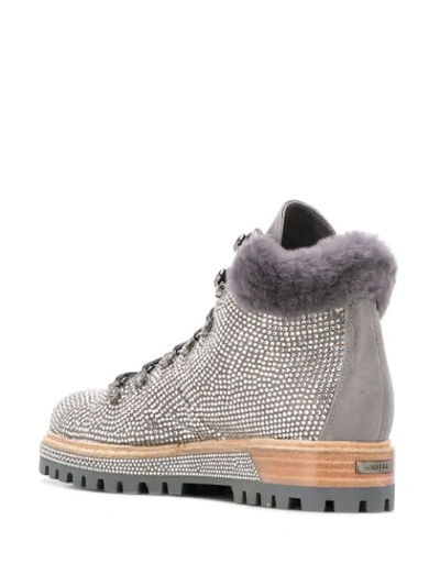 Shop Le Silla St. Moritz Hiking Boots In Silver