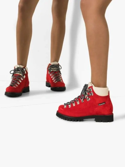 Shop Proenza Schouler Lace-up Hiking Ankle Boots In Red